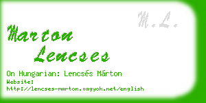 marton lencses business card